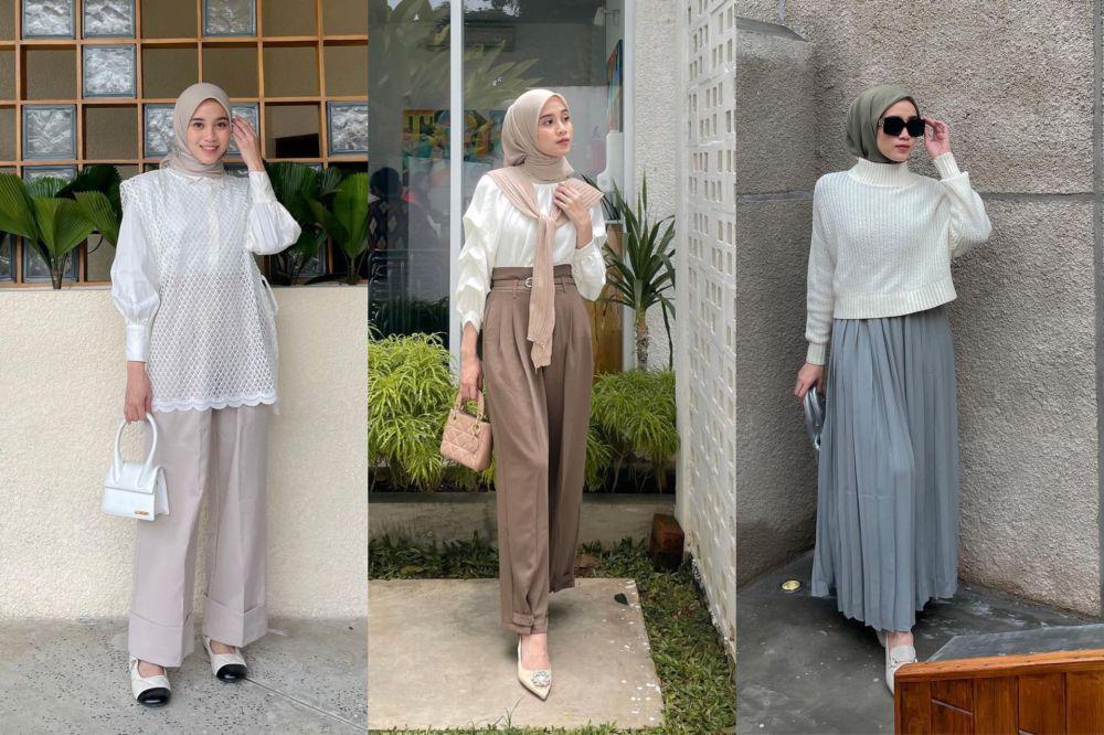 9 Ide Mix and Match Atasan Putih ala Vina Maulina, Super Classy!