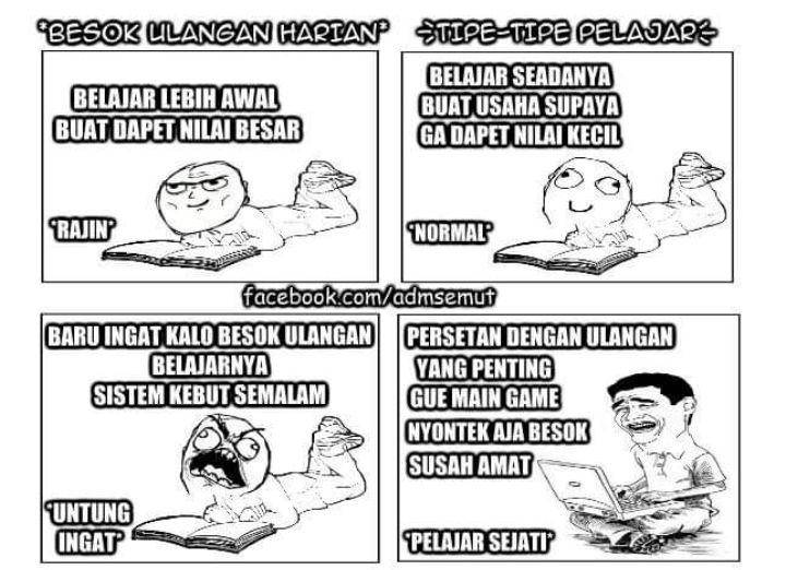 meme lika liku ulangan harian (facebook.com/Meme Funny Comic Indonesia)