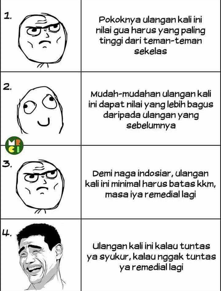 meme lika-liku ulangan harian (facebook.com/Meme & Rage Comic Indonesia)