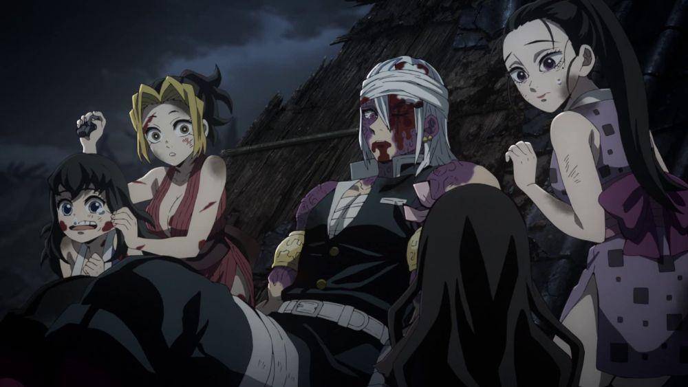 Pilar Uzui dan ketiga istrinya di Demon Slayer (dok. Ufotable/Demon Slayer)