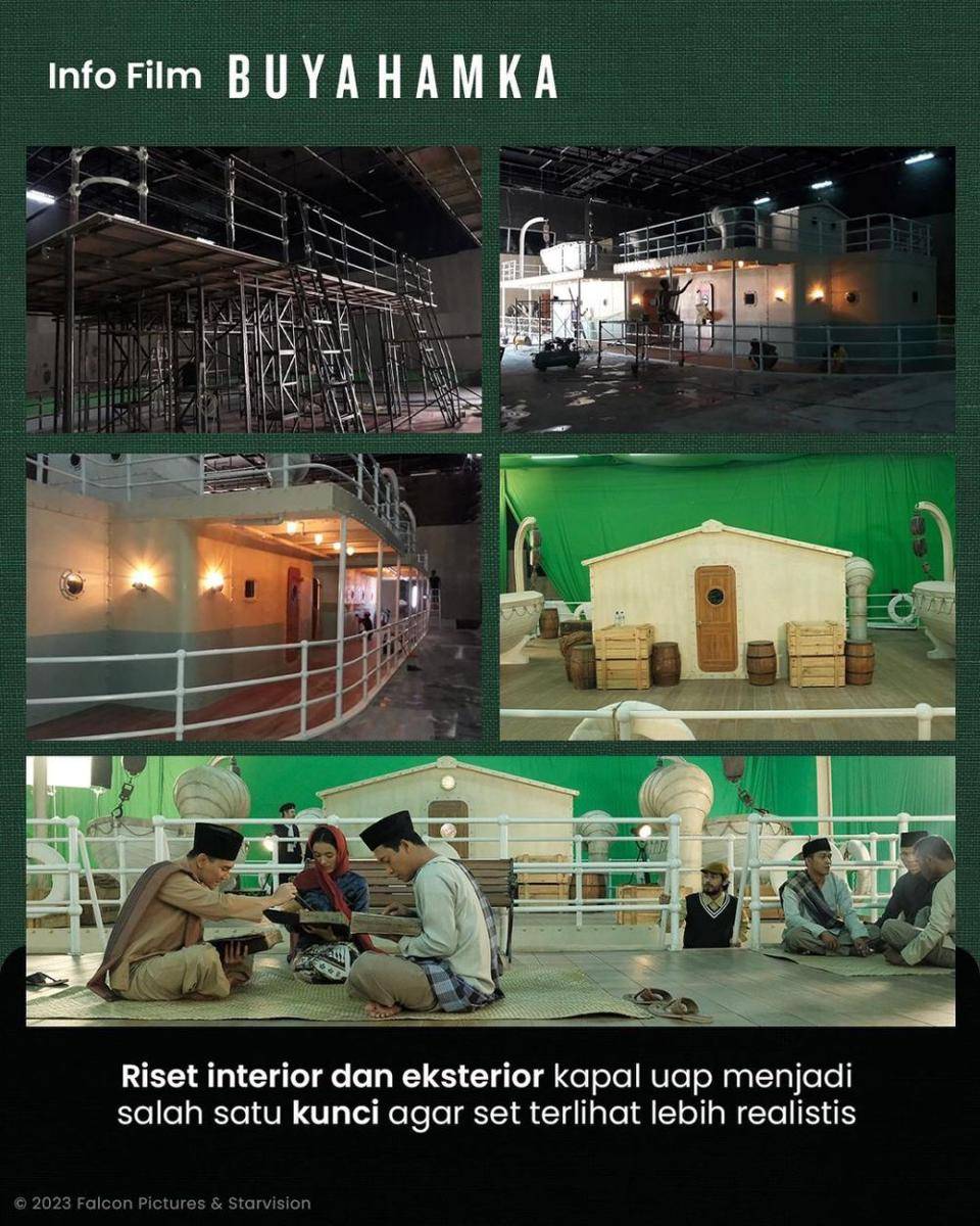 Foto kolase set kapal uap dari nol hingga jadi. (instagram.com/falconpictures_)