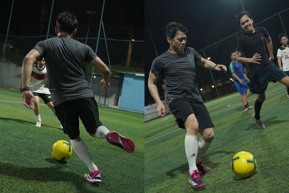 9 Potret Ariel Noah Bermain Sepak Bola,  Tetap Bugar di Bulan Puasa!