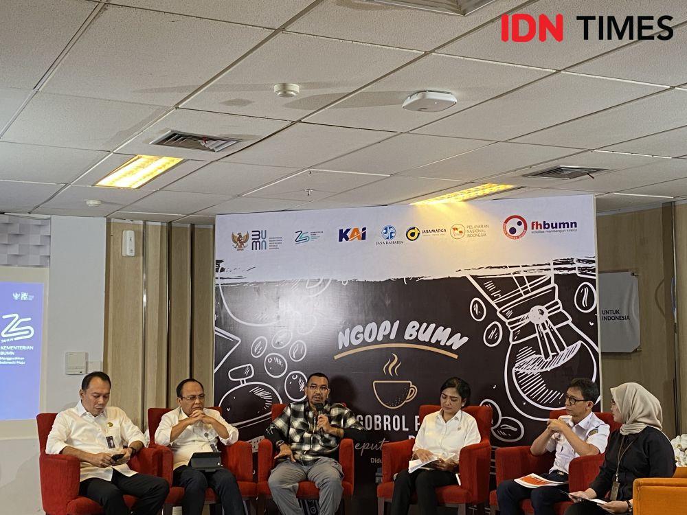 Media briefing mudik bersama BUMN di Kantor Kementerian BUMN, Kamis (6/4/2023). (IDN Times/Vadhia Lidyana)