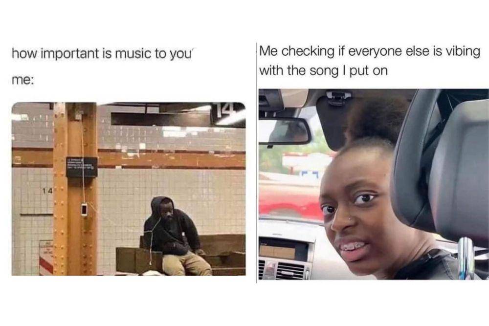 kolase meme menikmati musik (instagram.com/introvertsofsociety)