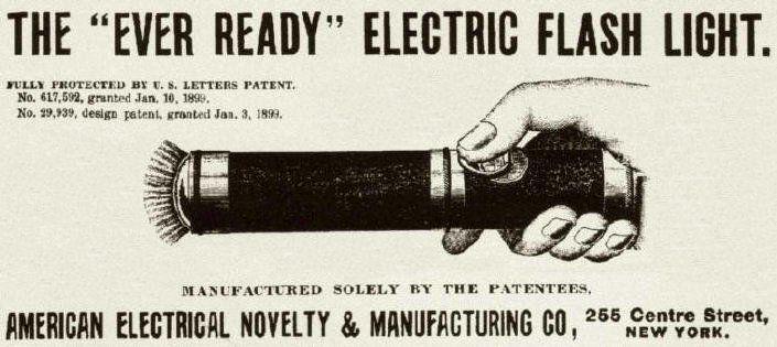 Iklan senter Eveready tahun 1899 (commons.wikimedia.org/Majalah Zaman Listrik)