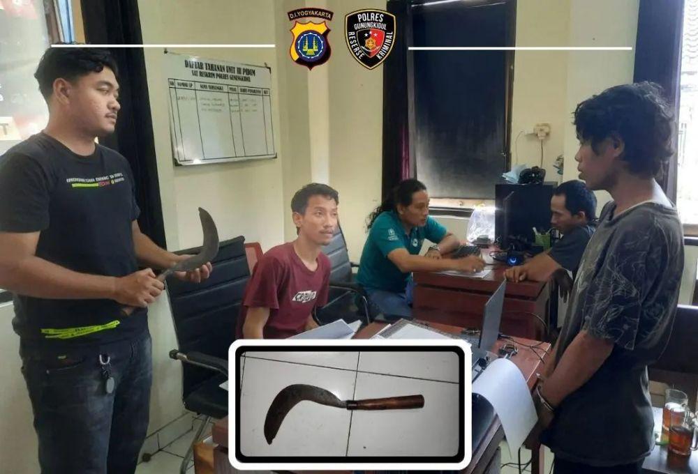 Tersangka pelaku pembacokan dan curanmor di Gunungkidul.(Dok.Polres Gunungkidul)