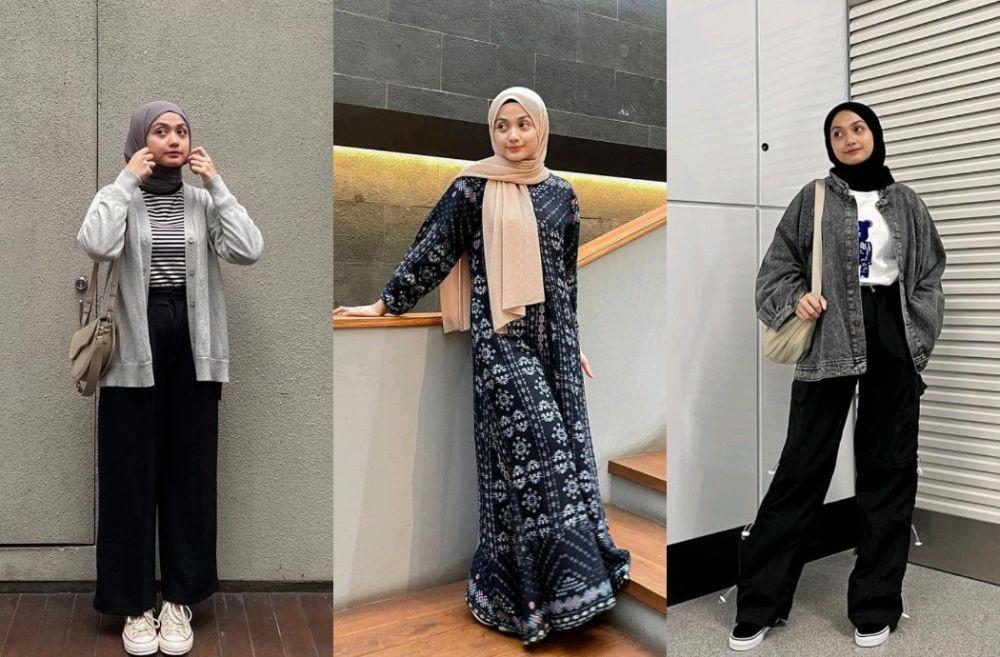 10 OOTD Hijab ala Ely Anisa, Style Hangout Kasualnya Kece!