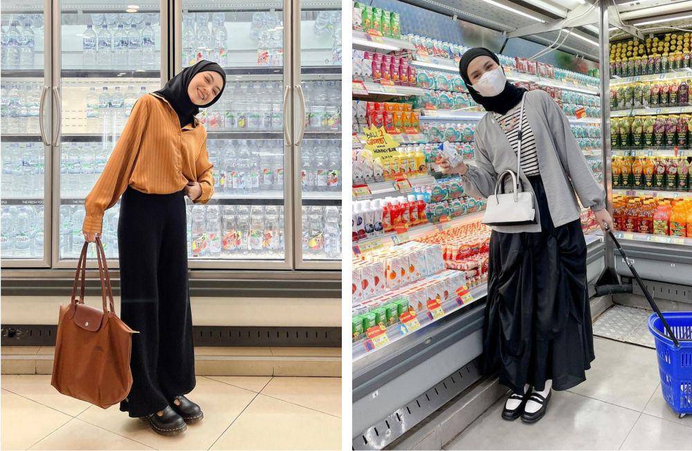 inspirasi outfit untuk grocery shopping (instagram.com/meiraniap | instagram.com/inasrana)