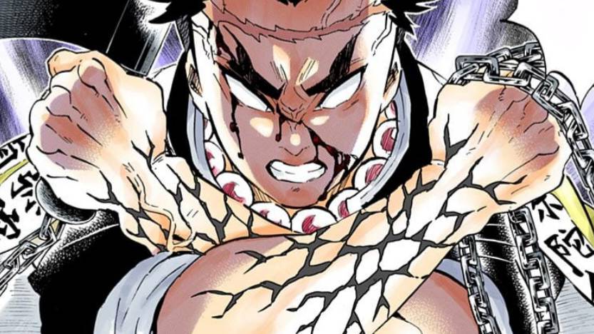 Gyomei mengaktifkan Tanda Pemburu Iblis. (dok. Shueisha/Demon Slayer: Kimetsu no Yaiba)