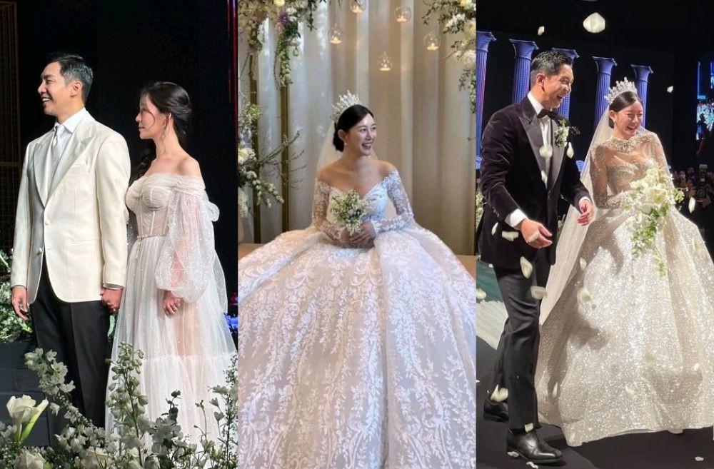 10 Inspirasi Dress dan Makeup Pernikahan Lee Da In, Istri Lee Seung Gi