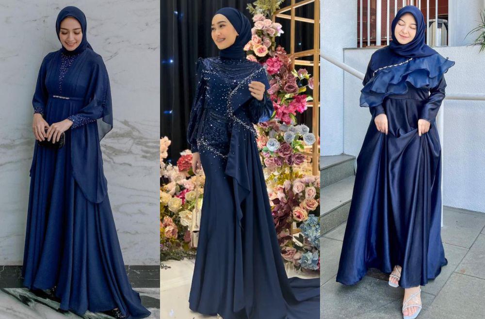 11 Inspirasi Dress Lebaran Bernuansa Navy ala Selebgram, Stunning!