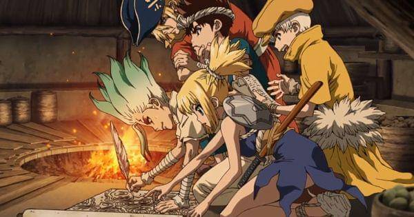 Senku dan timnya membuat peta terbaru ( Dok.  TMS Entertainment / Dr. Stone S3 )