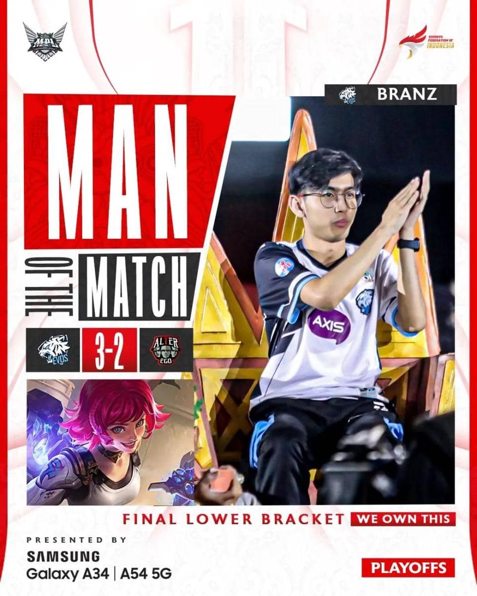 Branz sebagai Man of the Match (Instagram.com/mpl.id.official)
