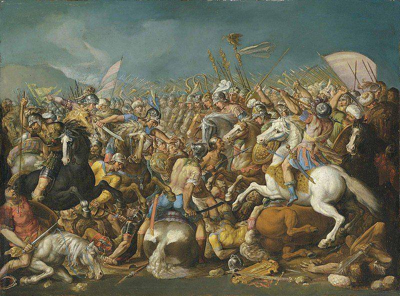 Lukisan ilustrasi dalam Pertempuran Zama yang mempertemukan Hannibal dengan Scipio. (commons.wikimedia.org/Bernardino Cesari