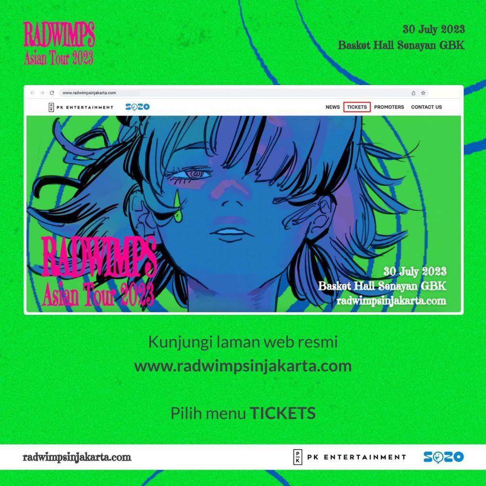 cara beli tiket RADWIMPS Asian Tour 2023 Jakarta (instagram.com/pkentertainment.id)