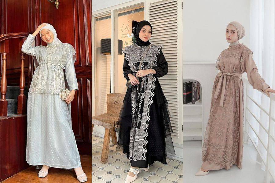 Outfit brokat. (instagram.com/sin.sr / instagram.com/sin.sr / instagram.com/nasariastri)