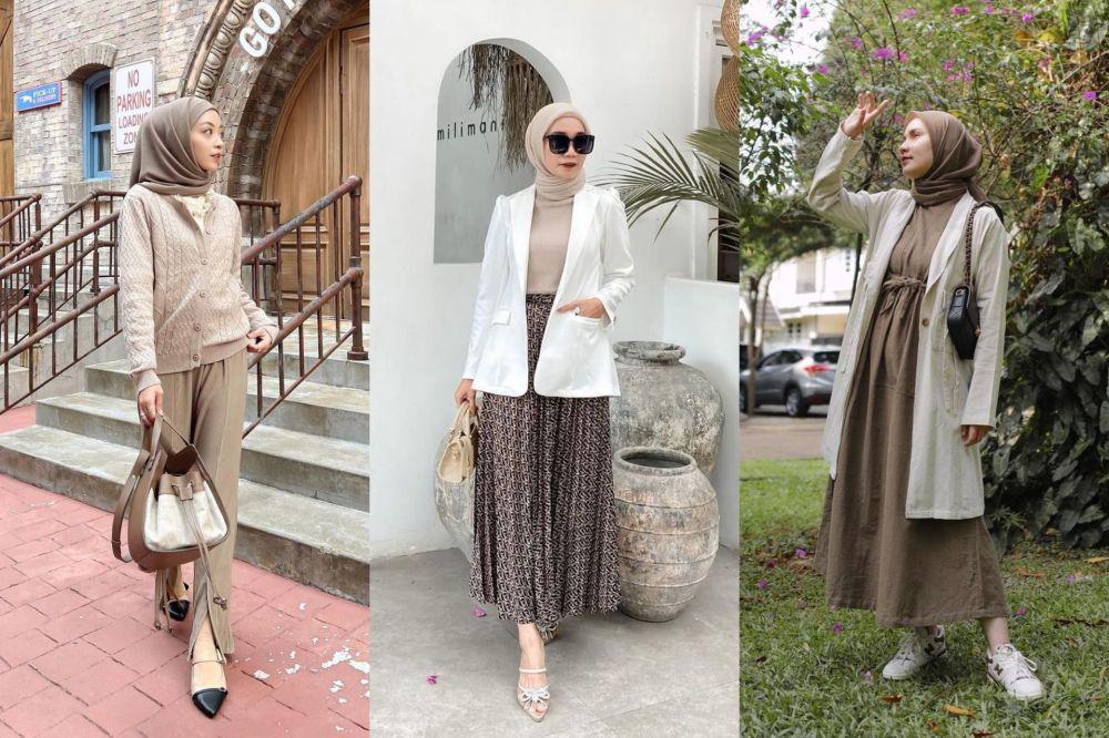10 OOTD Hijab ke Kantor Bernuansa Earth Tone