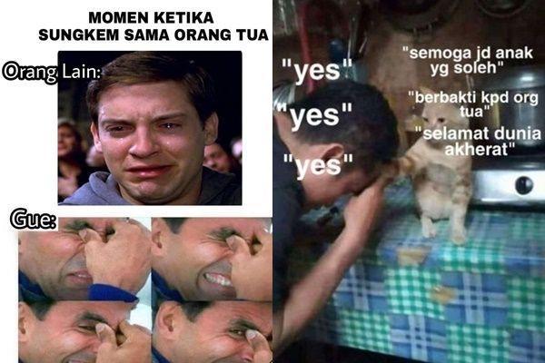 12 Meme Sungkem ke Orang Tua Pas Lebaran, Malah Cengengesan