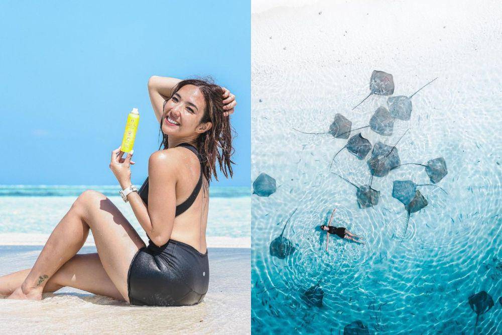 kolase potret Gisel berenang dengan ikan pari (instagram.com/gisel_la)