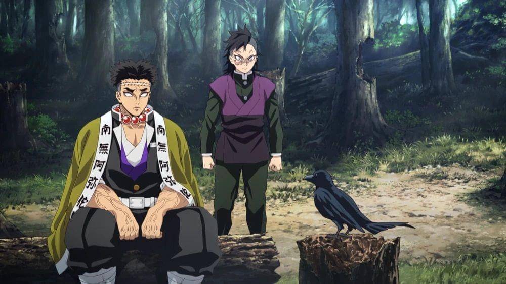 Genya Shinazugawa dan mentornya, Gyomei sang Pilar Batu (dok. Ufotable/ Kimetsu no Yaiba)