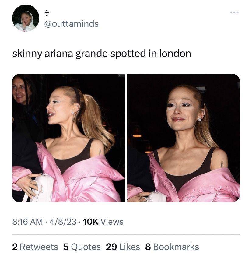 potret terbaru Ariana Grande (twitter.com/@outtaminds)