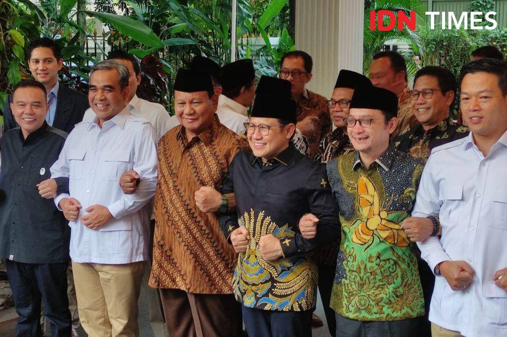 Ketua Umum PKB, Muhaimin Iskandar menggelar pertemuan di kediaman Ketua Umum Partai Gerindra Prabowo Subianto di Jalan Kertanegara pada Senin (10/4/2023). (IDN Times/Yosafat Diva Bayu Wisesa)