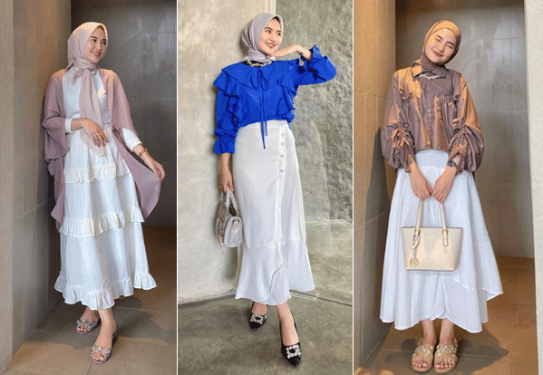9 Outfit Bukber dengan Rok Putih ala Intan Ghazella, Stunning!