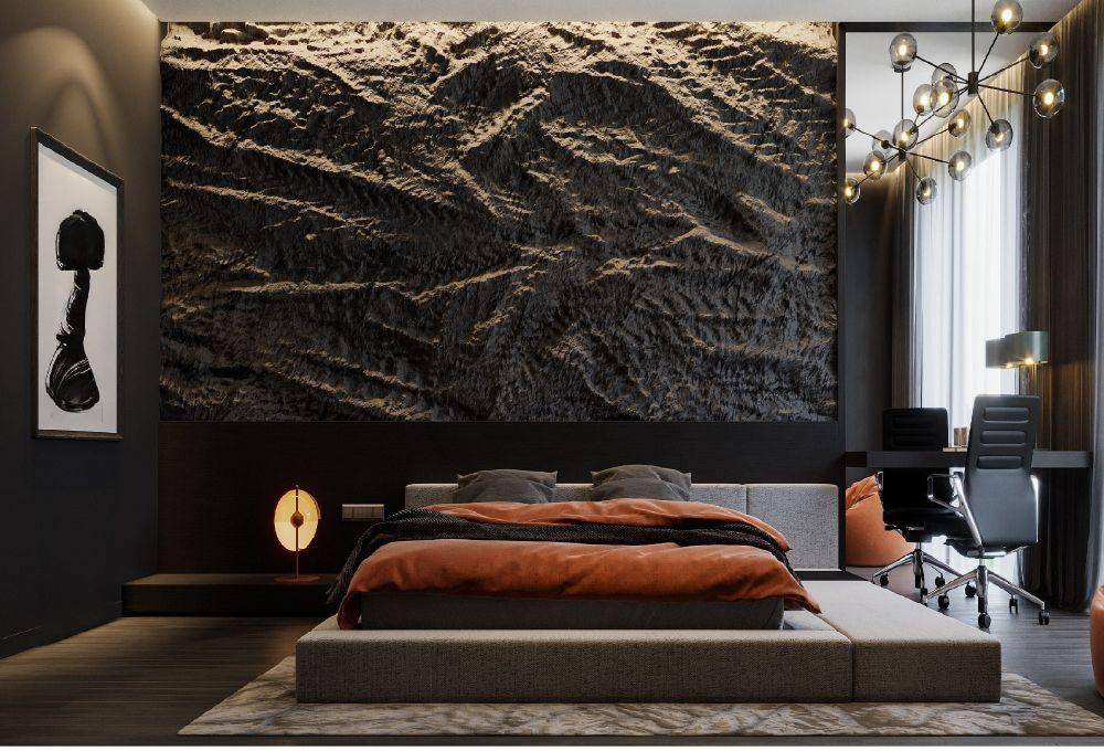 ilustrasi kamar tidur futuristik bernuansa hitam (unsplash.com/Bilal Mansuri)