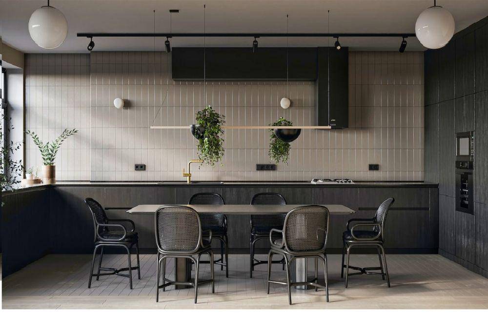 ilustrasi desain dapur modern bernuansa hitam (unsplash.com/Darren Ahmed Arceo)