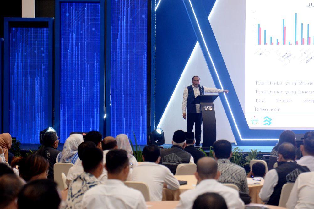 Gubernur Sumut Edy Rahmayadi dalam Musrenbang 2024, Rabu (13/4/2023). (Diskominfo Sumut)