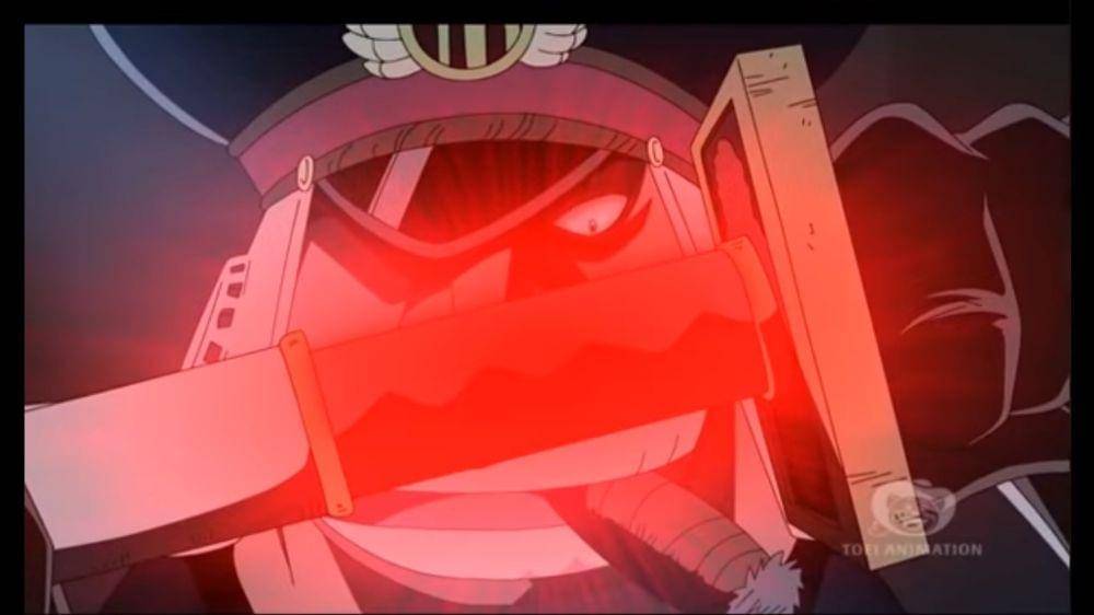 Shiryu mendapatkan lagi pedangnya. (Dok. Toei Animation/One Piece)