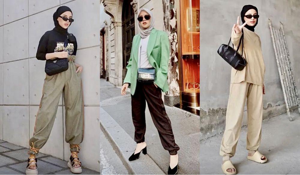 7 Ide Outfit Jogger Pants dan Hijab untuk Buka Bersama, Tampil Kece!