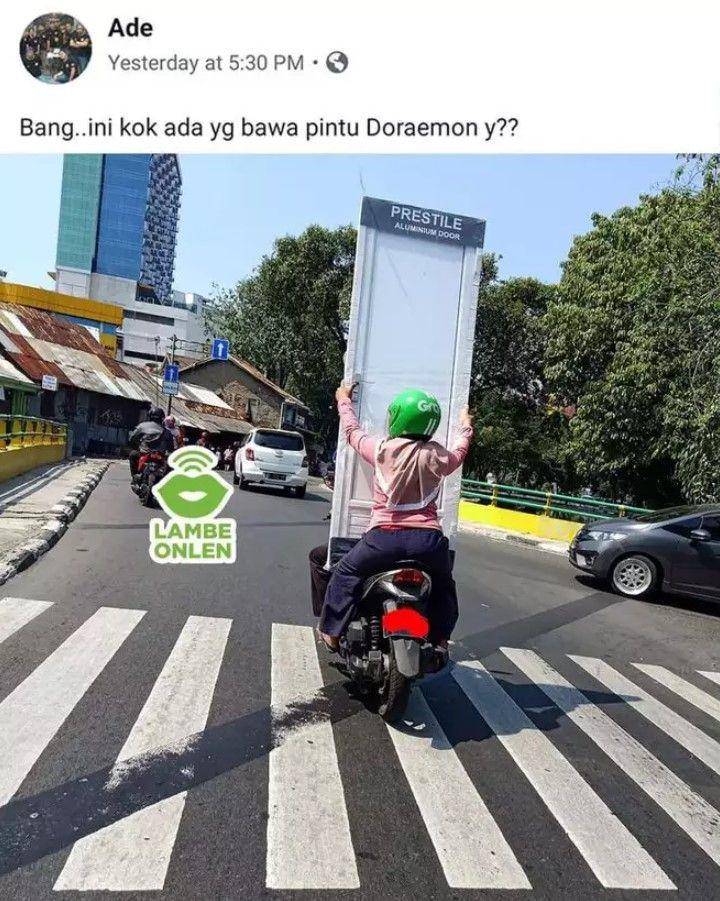 ojol dapat penumpang bawa barang (instagram.com/lambeonlen)