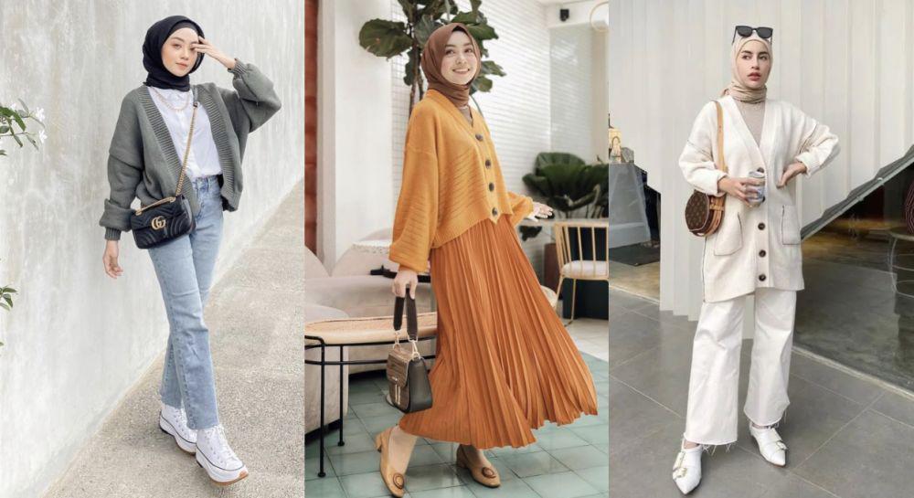 7 Ide Outfit Buka Bersama Pakai Kardigan Rajut ala Hijabers, Catchy!