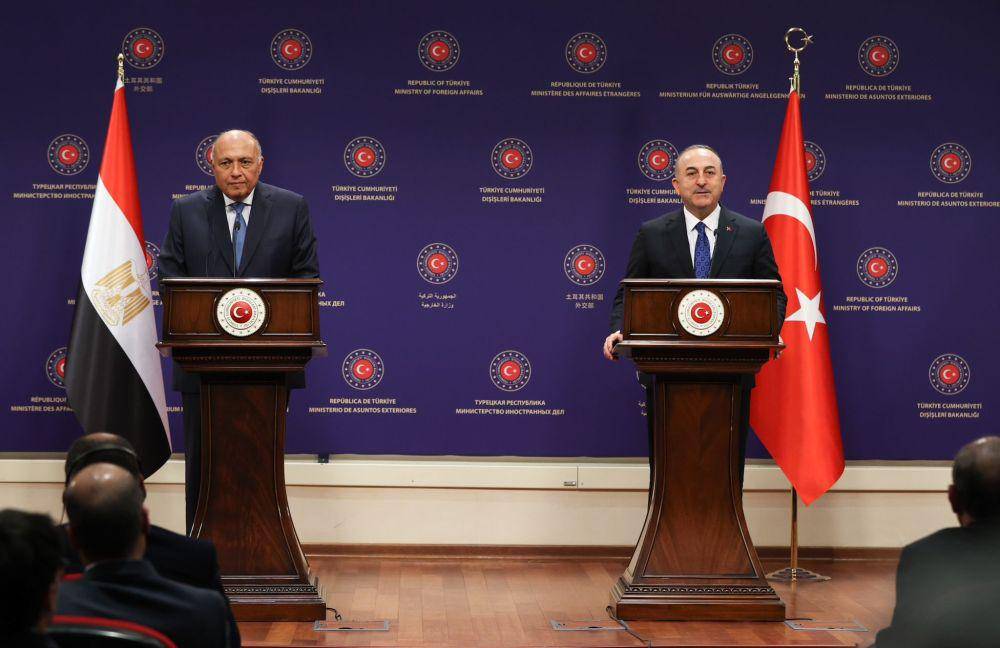 Sameh Shoukry dari Mesir dan Mevlut Cavusoglu dari Turki (Twitter.com/Mevlüt Çavuşoğlu)