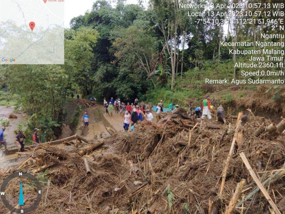 Dampak banjir bandang di Kecamatan Ngantang. (Dok Polsek Ngantang)