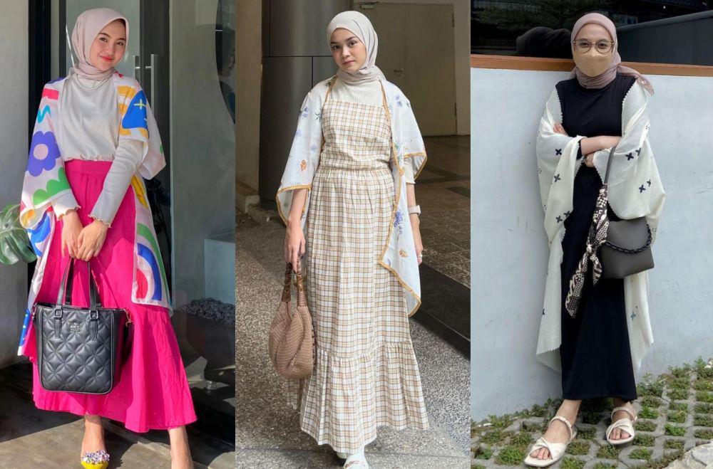 10 Mix and Match Outer Scarf untuk Buka Bersama, Simple tapi Gaya!