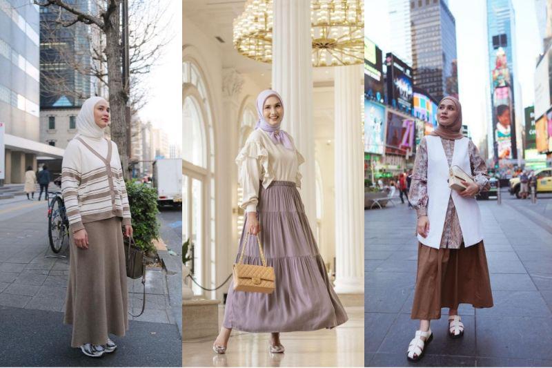 10 Ide OOTD Hijab dengan Skirt Selebgram Dwi Handayani, Chic!