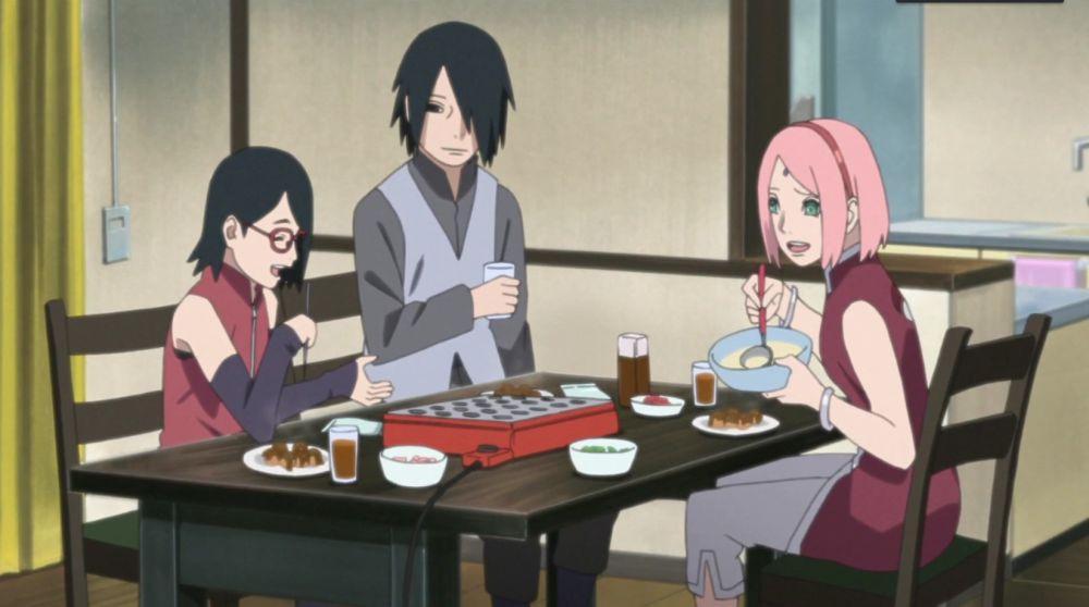 Sarada, Sasuke, dan Sakura (dok. Pierrot/Boruto)
