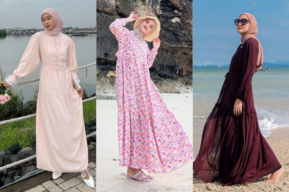 10 Ide Styling Outfit Dress untuk ke Pantai ala Selebgram Hijab