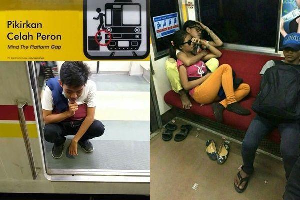 kelakuan penumpang KRL (instagram.com/wkwkland_real | twitter.com/rivanlee)