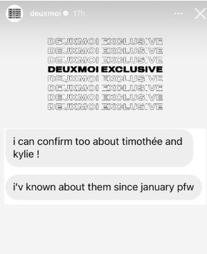 sumber isu kedekatan Kylie Jenner dan Timothee Chalamet (instagram.com/deuxmoi)