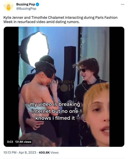 kedekatan Kylie Jenner dan Timothee Chalamet (twitter.com/@buzzingpop)