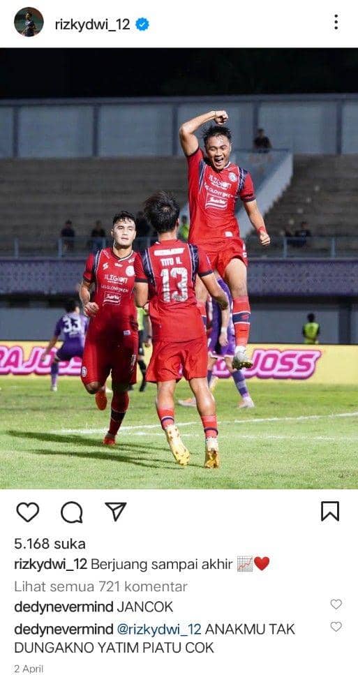Komentar bernada hinaan kepada keluarga Rizky Dwi. (Instagram/@rizkydwi_12)