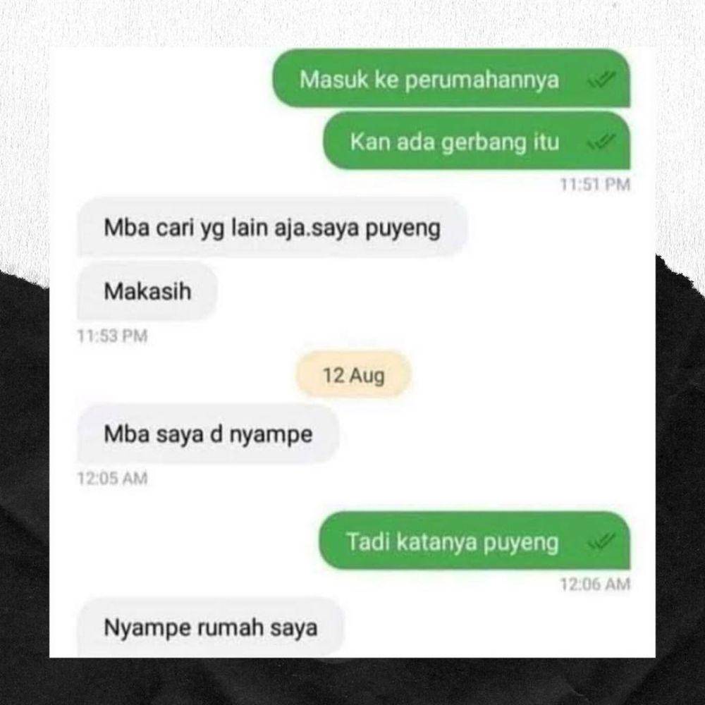 ilustrasi chat ojol dengan customer (instagram.com/newdramaolshop)