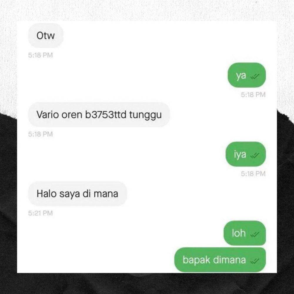 ilustrasi chat ojol dengan customer (instagram.com/newdramaolshop)