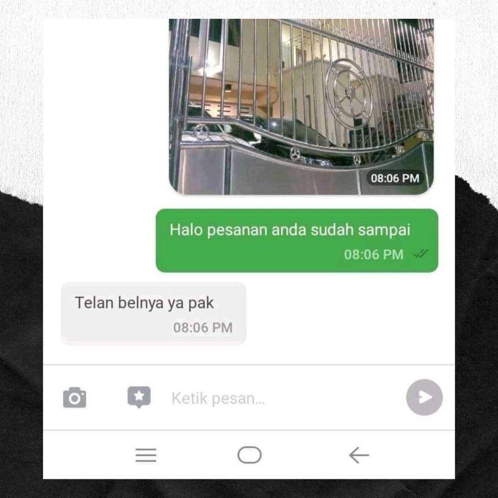 ilustrasi chat ojol dengan customer (instagram.com/newdramaolshop)
