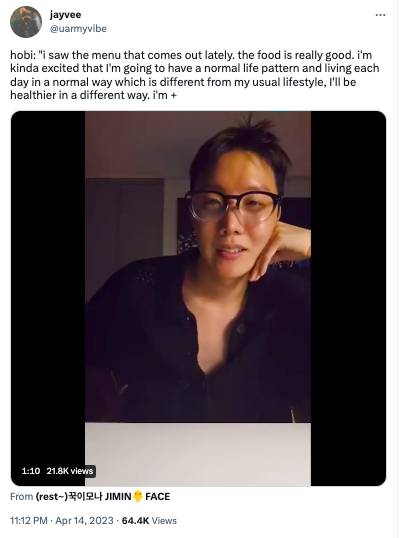 J-Hope BTS live di weverse sebelum wamil (twitter.com/@uramyvibe)