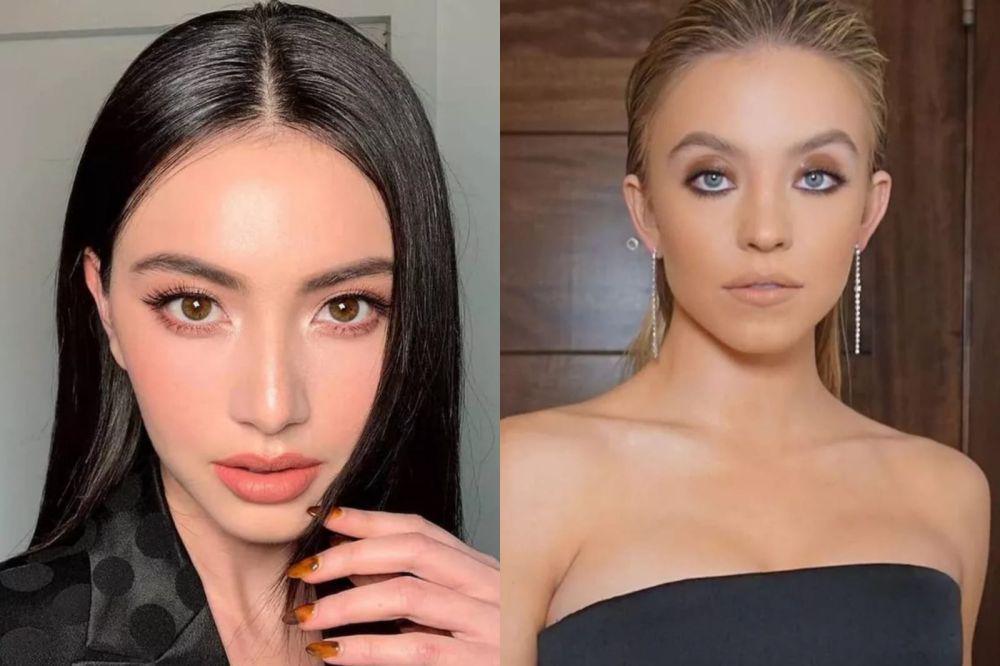 Inspirasi makeup untuk outfit hitam (instagram.com/davikah | instagram.com/sydney_sweeney)