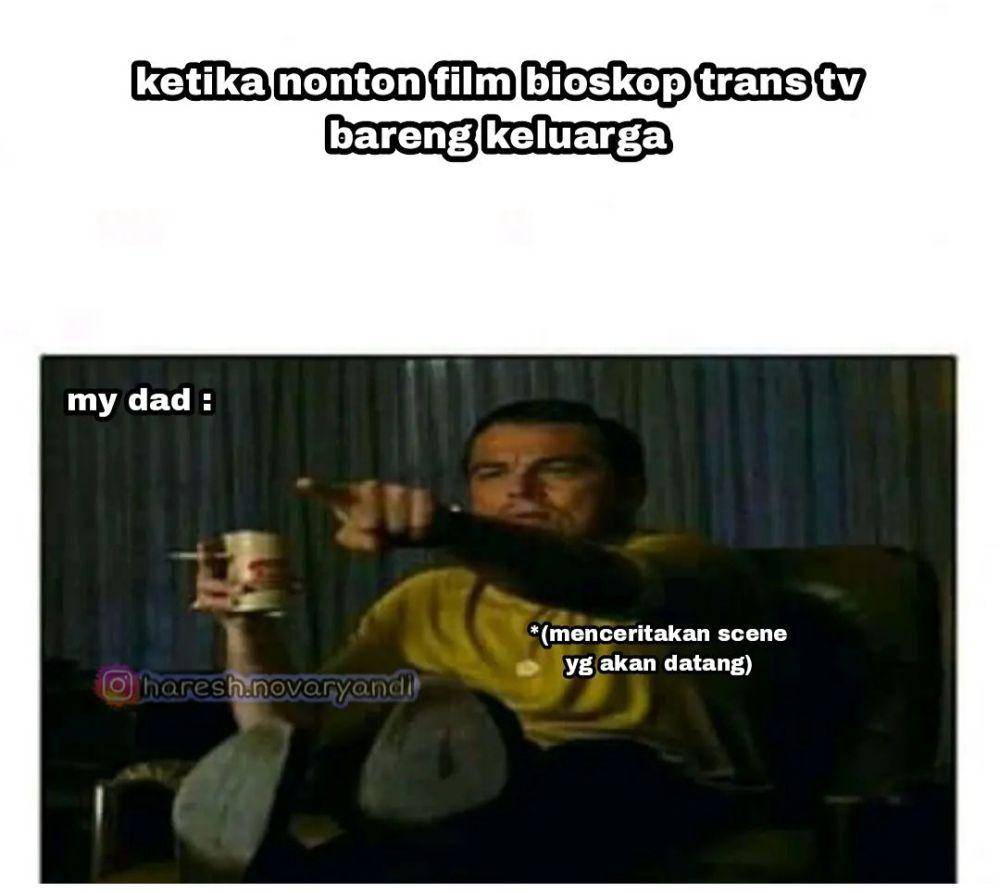 meme bawel saat nonton TV (instagram.com/haresh.novaryandi)